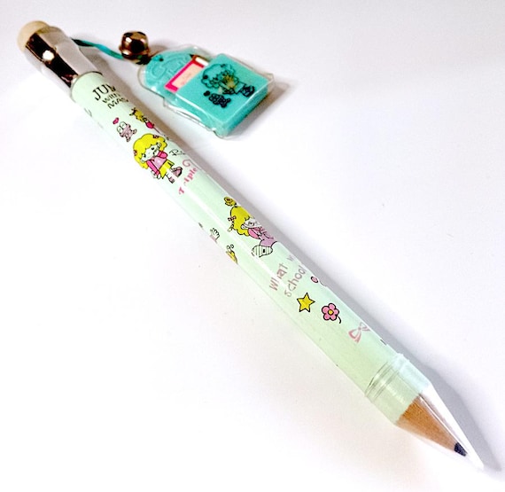 TRIPLE YAN YAN 80s Ribbon Pencil Japan Jumbo Pencil turquoise + charm - pink pencil new turquoise