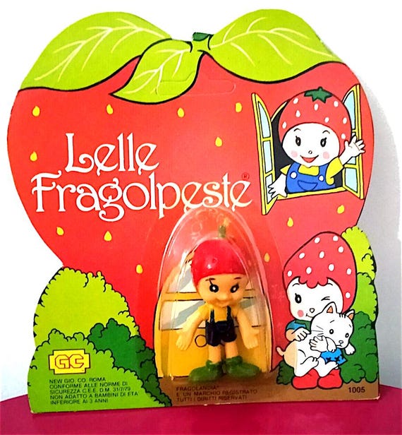 FRAGOLANDIA イチゴ 1979 Showa Note - New Gioco Roma italy tiny figure character rubber doll misb - sealed mini rubber figure - LELLE