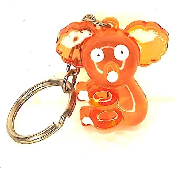 KOALA 90s tiny plastic crystal effect pink figure keychain - kawaii cute character keychain new pink