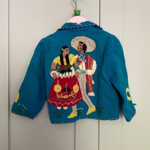 RARE childrens Mexican tourist jacket age 2/3 1940’s child souvenir embroidered