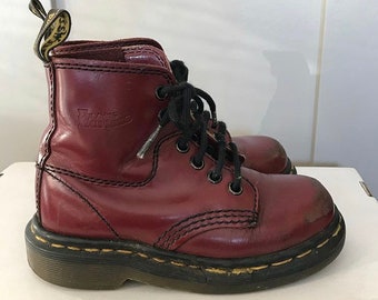 Kids 'Made in England' Dr Martens size 11 rare oxblood DMs vintage boots 1970's 1980's boys RARE