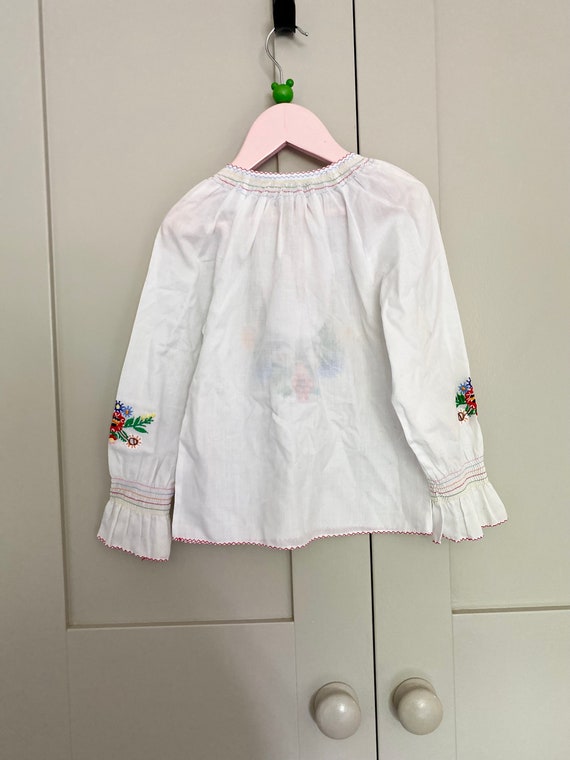 girls vintage peasant blouse age 4-5 embroidered … - image 7