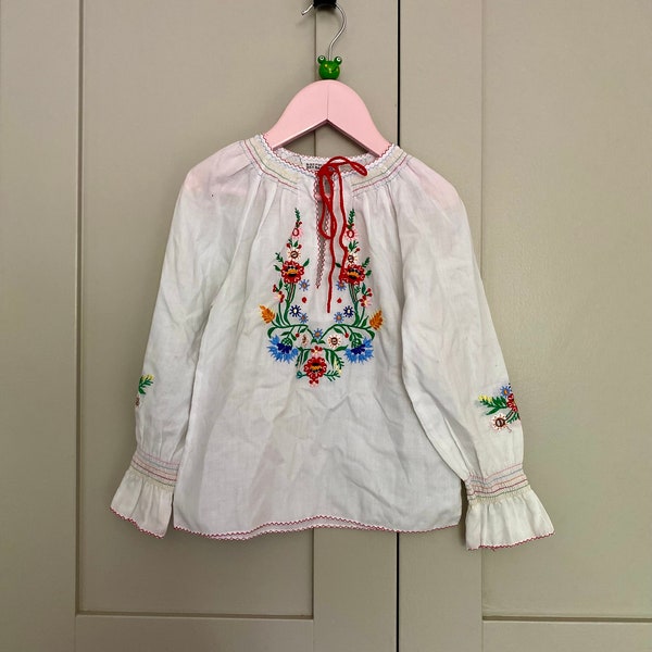 girls vintage peasant blouse age 4-5 embroidered gypsy top