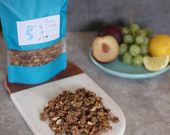 Granola de limón, ciruela y uva