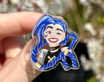 Arcane Jinx Acrylic Pin | Bag & Hat Accessory | Anime Video Game Fan Art