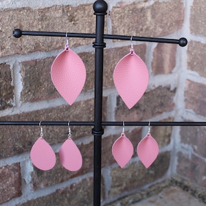 Boucles d’oreilles en cuir rose barbe à papa