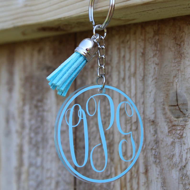 Monogrammed Keychain Personalized Keychain Large Plastic Etsy