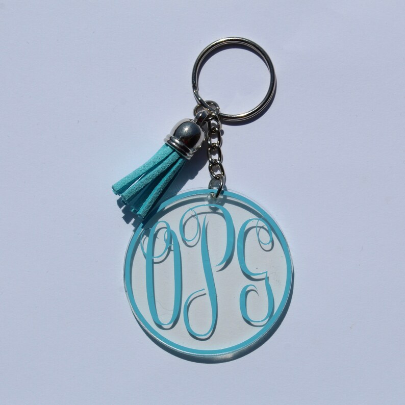 Monogrammed Keychain Personalized Keychain Large Plastic Etsy