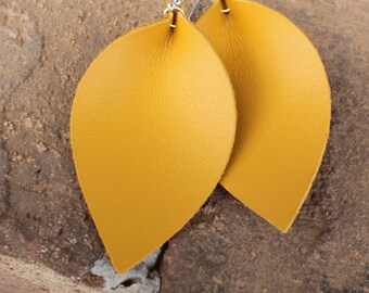 Yellow Mustard Leather Earrings