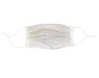 White Bling Face Mask - Bridal Face Mask with Bling