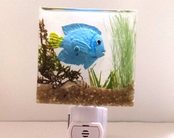 Plug in wall Night Light aquarium. handmade