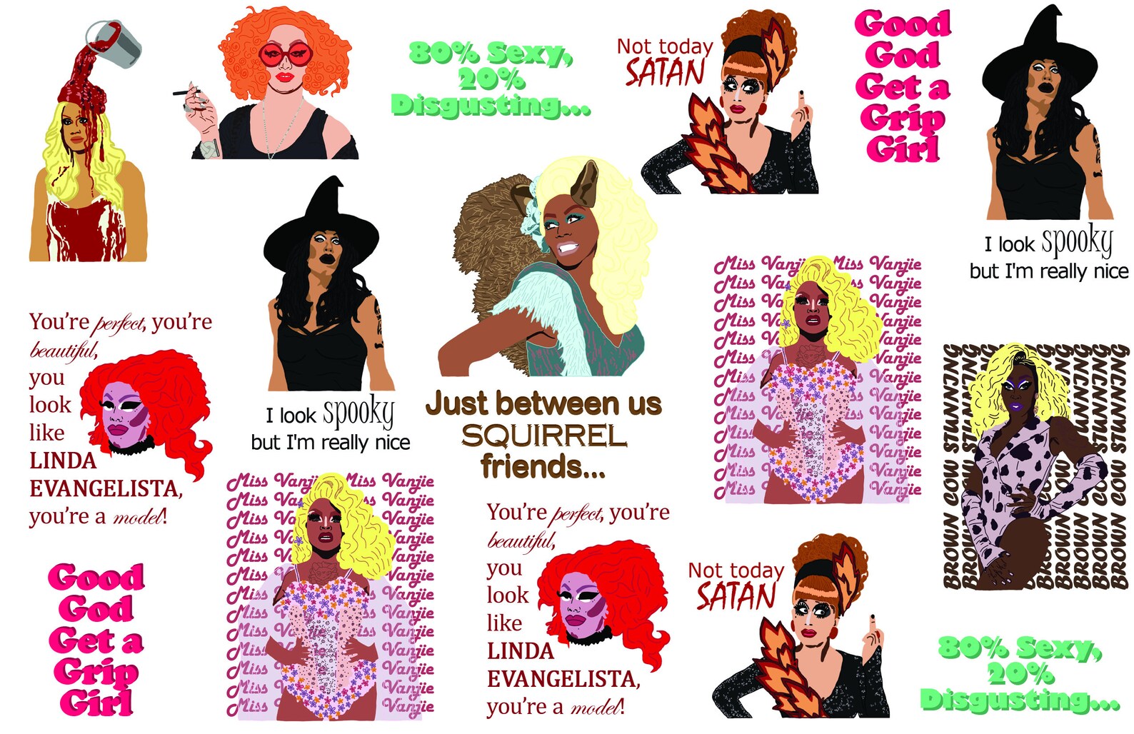 Drag Queen Sticker Pack Volume 2 Drag Queen Stickers Miss Etsy