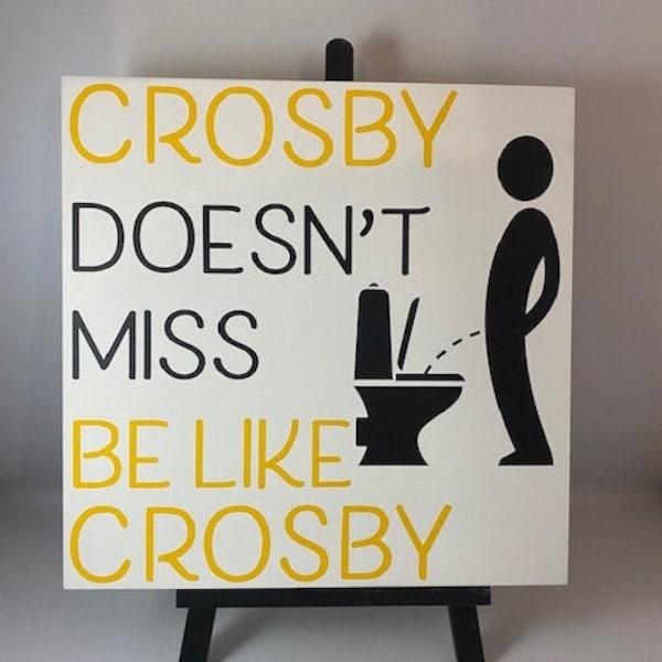 Crosby Bathroom Wooden Sign / Hockey Sign / Man Cave / Boys Bathroom / Sports Bathroom Sign