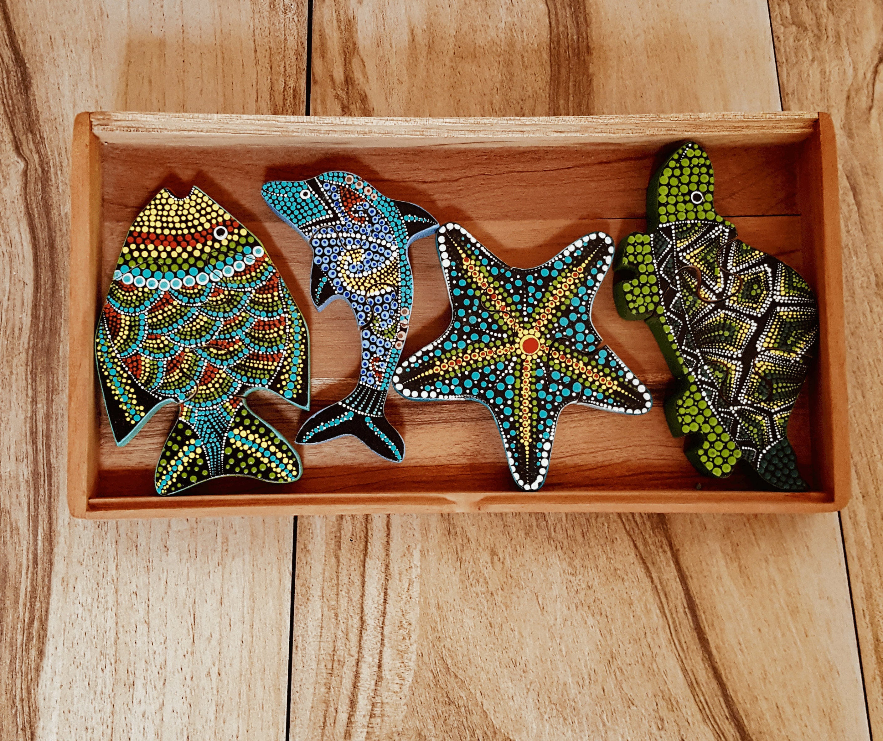 Wooden Puzzle Box Montessori Bebe Marine Animals Beautiful Etsy
