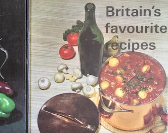 Vintage British Cookbook Set, The Birds Eye Book of Britain's Favourite Recipes, Ambrose Heath, 1964, Volumes One and Two
