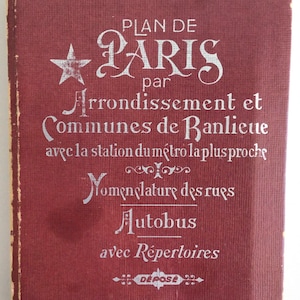 Carte vintage de Paris France, Plan de Paris par Arrondissements et Communes de Banlieue avec la station du métro, index à onglets, c. Années 60