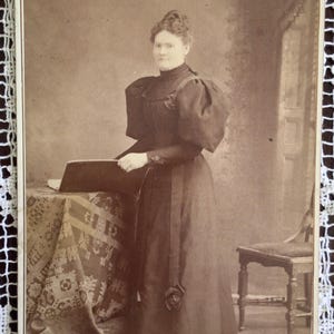 Victorian Lady Holding a Book, CDV Cabinet Card, George & Fraser Portrait Studio, King St. Toronto, Late 1800’s