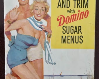 Vintage Diet Recipe Booklet, Keep Slim and Trim with Domino Sugar Menus, 1954, 2 Weeks of Menus, 1200 Calories Daily