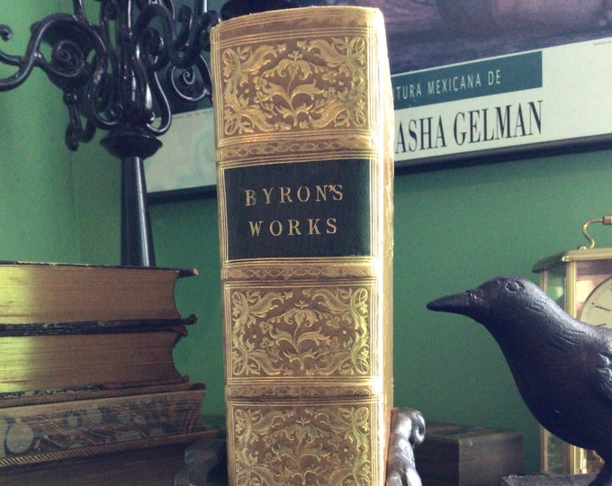 Byrons Works 1837 Antique Book Victorian Leather Binding Etsy