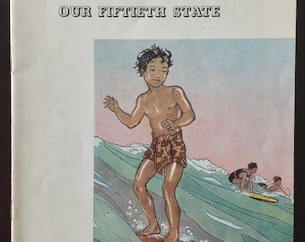 Kala Of Hawaii Vintage 1960 Nuestro quincuagésimo estado Oahu Surfer, Platt and Munk Co.