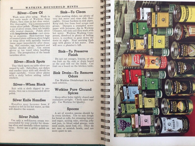 Libro de consejos para el hogar de Watkins, época de la Segunda Guerra Mundial, 1941, Cocina, Limpieza, Administración del hogar, Conservas, Primeros auxilios imagen 13