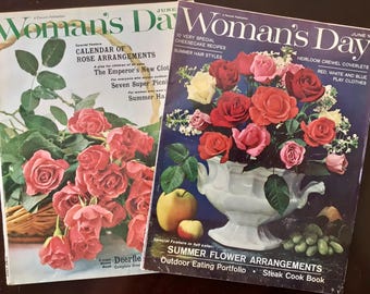 Vintage Woman's Day Magazines 1962 and 1963, Midcentury Fashion, Decor, Fun Ads, Beauty, Lovely Floral Covers