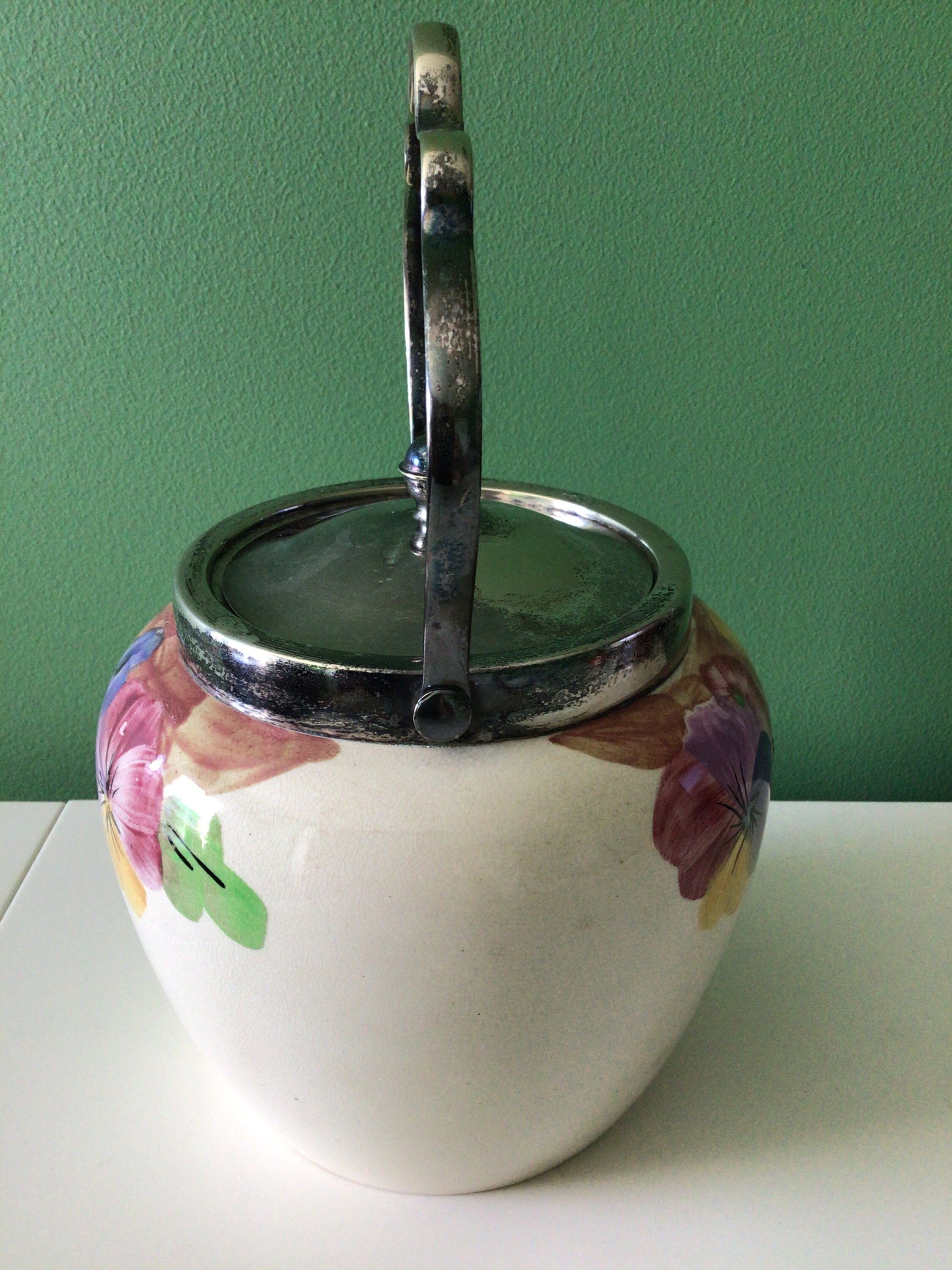 Antique Victorian Biscuit Barrel with Pretty Pansies Etsy