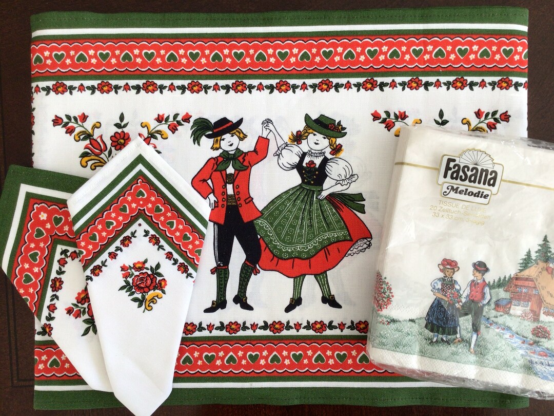 Vintage German Folk Placemats 2 Napkins 2 Paper Etsy
