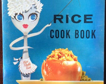 Recetario vintage de los años 60, libro de cocina de arroz de Miss Fluffy, efímera de cocina de mediados de siglo