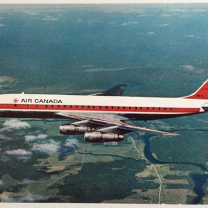 Carte postale Air Canada vintage, avion Douglas DC-8, inutilisée