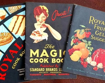 Antique Recipe Booklets, Royal Cook Book, Presto Magic Cook Book, Royal Fruit Gelatin, 1920s-1930s