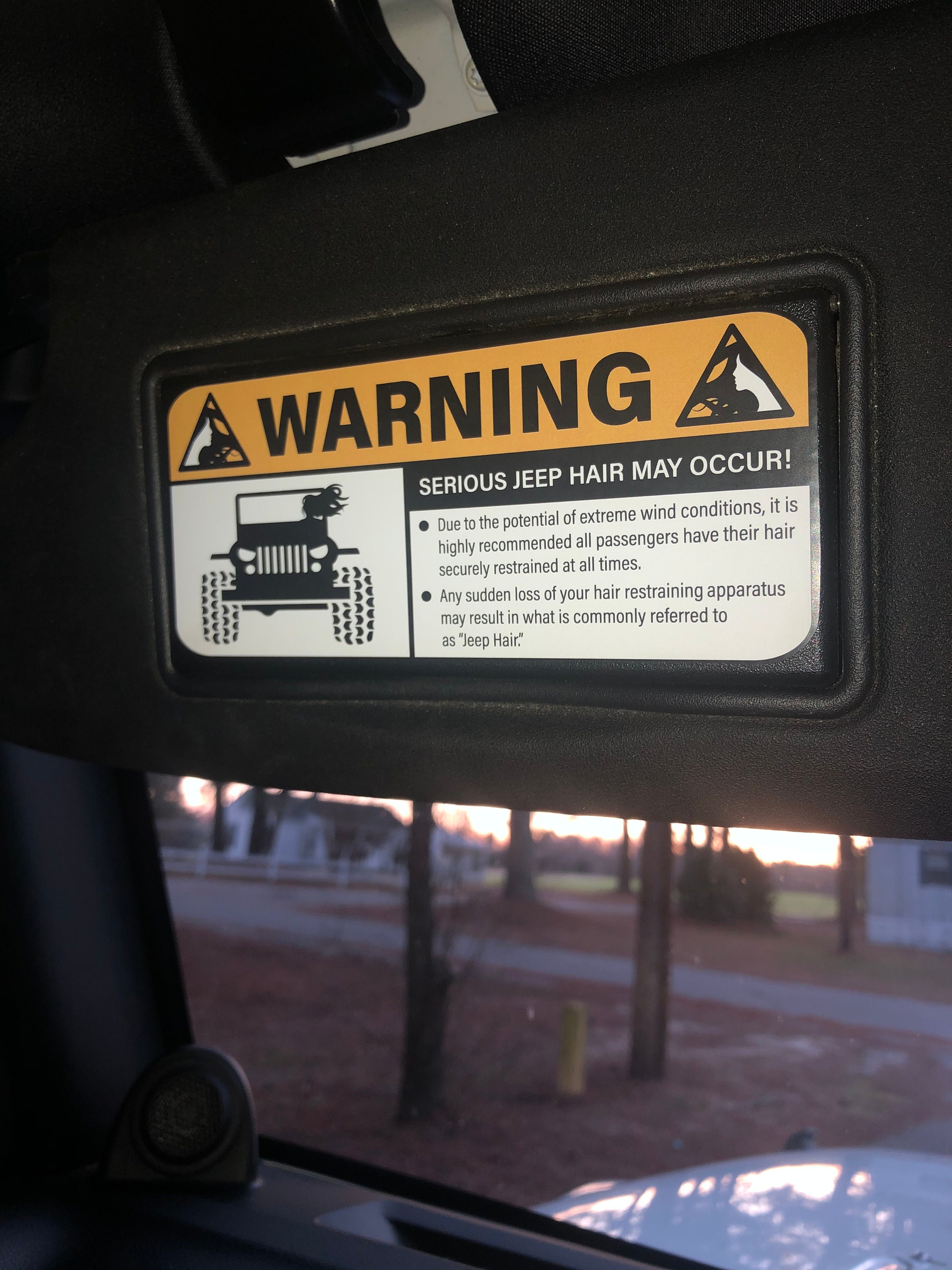 Jeep Hair Warning Decal