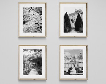 Paris Wall Art Set - Set of 4 Digital Prints - Black and White