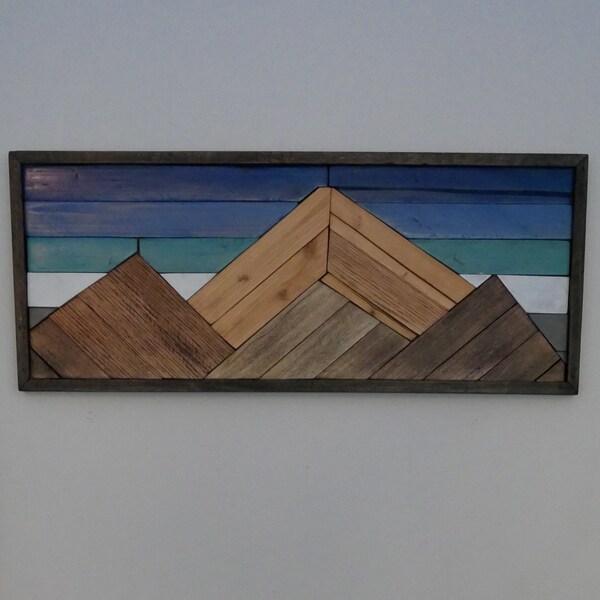 Arte de pared de madera de Paisaje de Montaña