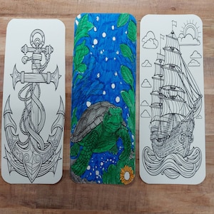 Marcapáginas bajo el mar, marcapáginas con temática oceánica, colorea tus propios marcadores, actividad para colorear para niños y adultos, conjunto de marcapáginas para TDAH, regalo para