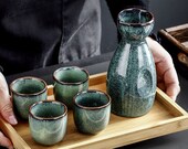 Sake Set - Ceramic Sake Set, Japanese Sake Cup Set, Sake Pot, Wine Dispenser Cup, Japanese Drinking Glasses Set