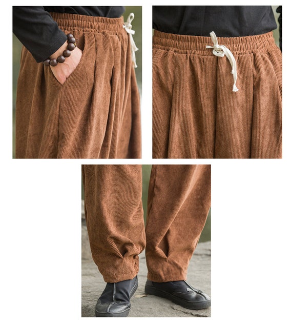 Pantalones Anchos De Pana Con Bolsillo Inclinado Para Hombre Para Otoño