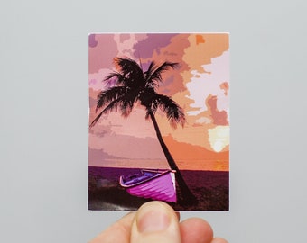 Pegatina de palmera, pegatina de playa, náutica, viajes, pegatinas para portátil, regalo para él, regalo para ella, pegatina de vinilo