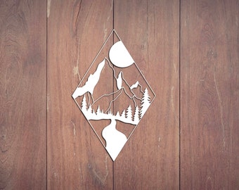Mountain Decal, Mountains, Vinyl Decal, Car Decal, Wall Decal, Laptop Decal, Laptop Stickers, Gift for him, Gift for her, Stickers
