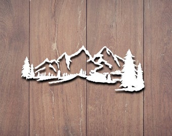 Mountain Decal, Mountains, Vinyl Decal, Car Decal, Wall Decal, Laptop Decal, Laptop Stickers, Gift for him, Gift for her, Stickers