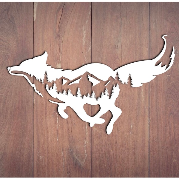 Fox Decal, Mountains, Vinyl Decal, Car Decal, Wall Decal, Laptop Decal, Laptop Stickers, Gift for him, Gift for her, Stickers, Yeti Decal