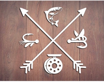 Calcomanía de pesca con mosca, Pesca, Calcomanía de vinilo, Calcomanía para auto, Calcomanía de pared, Calcomanía para computadora portátil, Pegatinas para computadora portátil, Regalo para él, Regalo para ella, Pegatinas