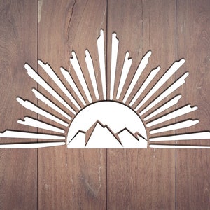 Mountain Decal, Mountains, Sun, Vinyl Decal, Car Decal, Wall Decal, Laptop Decal, Laptop Stickers, Gift for him, Gift for her, Stickers