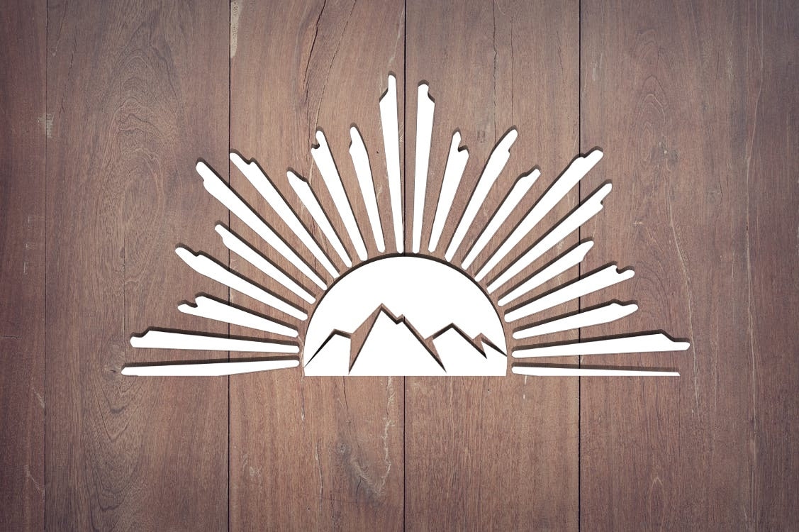 Mountain Decal, Mountains, Sun, Vinyl Decal, Car Decal, Wall Decal, Laptop Decal, Laptop Stickers, Gift for him, Gift for her, Stickers