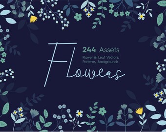244 Recursos y patrones de imágenes prediseñadas de vectores de flores / Imágenes prediseñadas de flores / Imágenes prediseñadas de plantas / Vector, EPS
