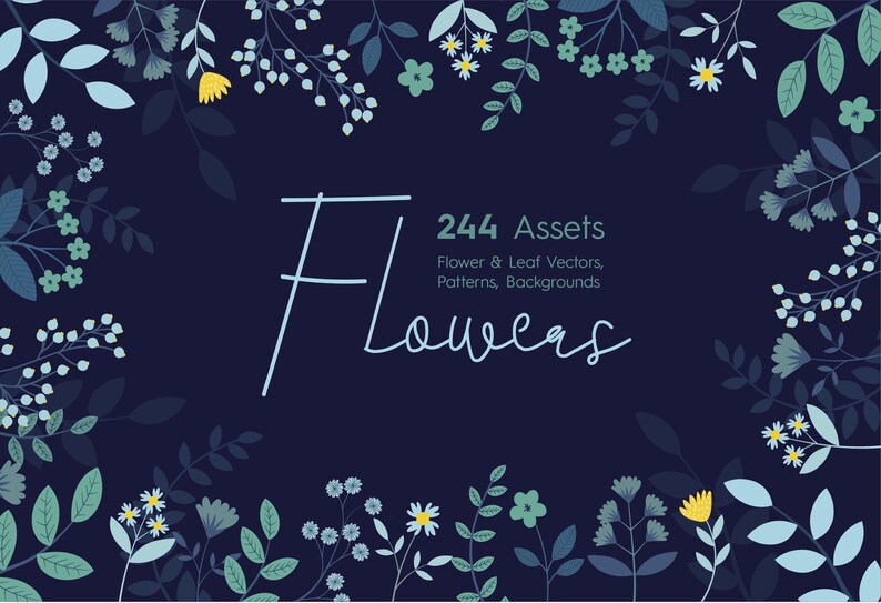 EPS Plants Clipart 244 Flower Vector Clipart Assets and Patterns Vector Flower Clipart
