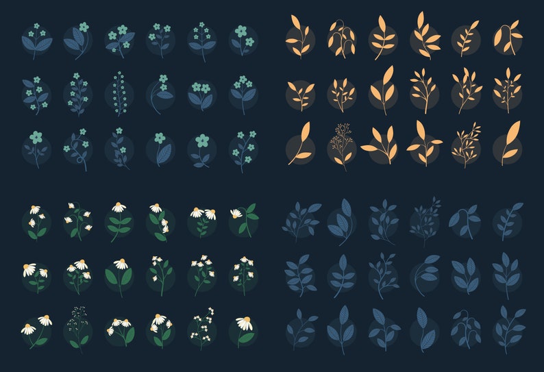 EPS Plants Clipart 244 Flower Vector Clipart Assets and Patterns Vector Flower Clipart