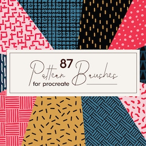 87 pędzli wzorcowych do Procreate, pędzle wzorcowe do bezszwowych tekstur, pędzle tekstylne, pędzle ilustracyjne, tekstury tkanin