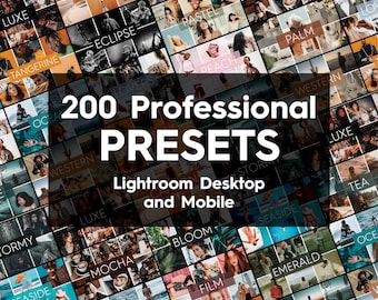 200 Lightroom Desktop & Mobile Presets, Lightroom Presets, Lightroom Presets for Instagram, Light Presets, Lr Photo Filter DNG