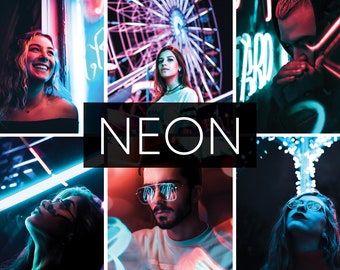 Ajustes preestablecidos móviles de Lightroom Neón, Ajustes preestablecidos de Lightroom, Ajustes preestablecidos móviles para Instagram, Ajustes preestablecidos de luz, Filtro de fotos Lr DNG